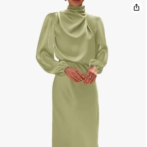 High Neck Green Dress